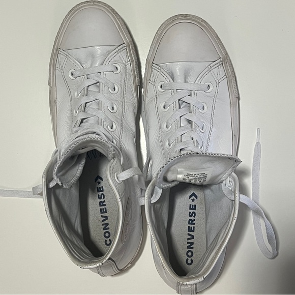 Sold on depop - Converse - White High-Top - Leather Sneakers - Picture 9 of 10